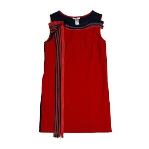 Esley Color-block Shift Dress Womens Large Red Multi Office Patriotic Lined